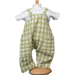 Karierte Latzhose mit weißem T-Shirt von Mamamemo