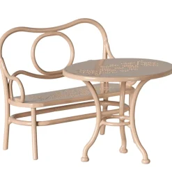 Maileg Café-Set für die Mäuse / blassrosa / Tisch mit Bank