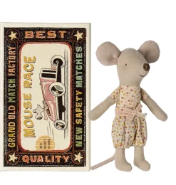 Maileg Little Sister Maus in Streichholzschachtel mit Bettwäsche