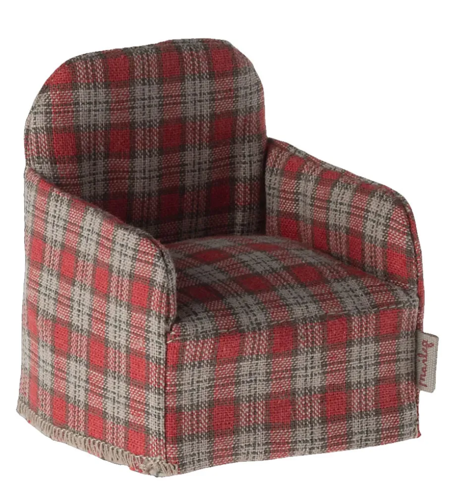 Maileg Relaxsessel für die Mäuse / Rot mit Rautendruck