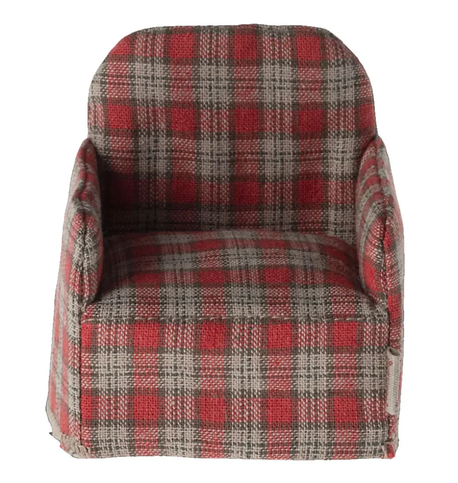Maileg Relaxsessel für die Mäuse / Rot mit Rautendruck
