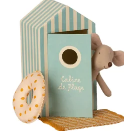 Maileg Strandmaus Kleiner Bruder mit Badekabine und Zubehör