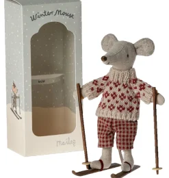 Maileg Wintermaus mit Skiset / Muttermaus