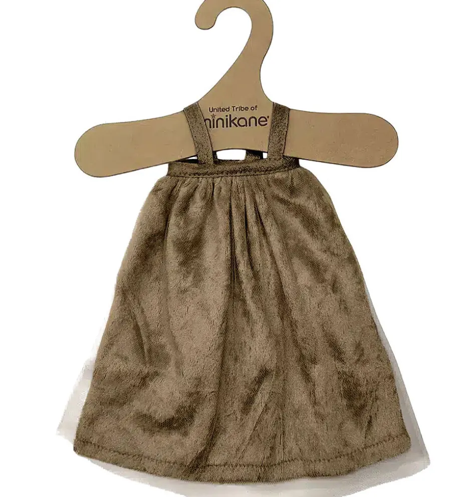Minikane Amigas Puppenkleid Samt braun mit Minikane Kleiderbügel