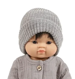 Minikane Gordi-Puppen und Bambinis graue Strickmütze Marius