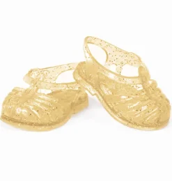 Minikane Plastiksandalen gold für Gordi-Puppen mit Glitzer