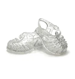 Minikane Plastiksandalen für Gordi-Puppen Silber mit Glitzer