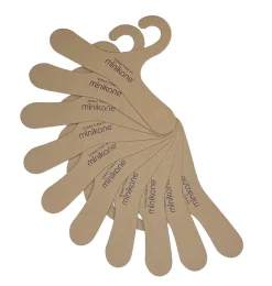 Minikane zehn Kleiderbügel aus Pappe mit Minikane-Logo