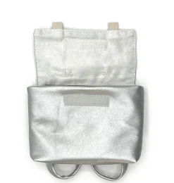 Minikane-Schultasche für die Gordi-Puppen / silbernes Kunstleder