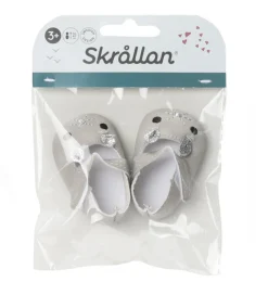 Skrållan silbergraue Puppenschuhe Mäuse / passend für Amigas-Puppen